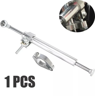 Silver Linear Reversed Safe Control CNC Steering Damper Motorcycle Stabilizer - Image 1 of 4