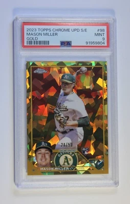 2023 Topps Chrome Update Sapphire Gold Mason Miller /50 Rookie Card #98 PSA 9 - Image 1 of 2