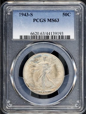 1943-S 50c Walking Liberty Half MS 63 PCGS # 44139193  + Bonus - Image 1 of 2