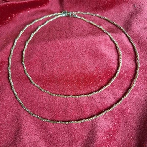 Sterling Silver ITALY CREA Tri-Color Braided Ball & Snake Necklace Set 15" & 20" - Picture 1 of 11
