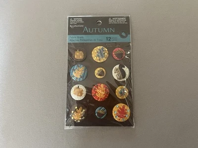 Juego de 12 Brads de Tela Temática “Otoño” de Tamaños Surtidos ~ 1” a 1/2”, Nuevos en Paquete Foto 1 de 4