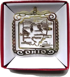 NEW Ohio State Brass Christmas Ornament Souvenir Gift Solid Brass - Picture 1 of 4