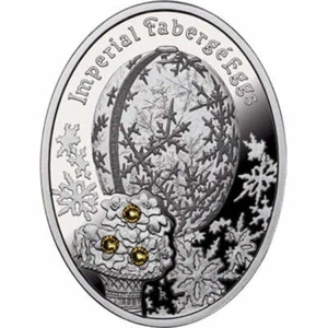 2012 Niue $1 Winter Egg - Imperial Faberge Eggs Proof Silver Coin - Picture 1 of 2