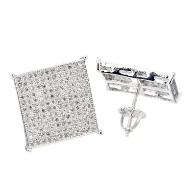 Brincos masculinos de bronze hip hop folheados a ouro 14k XL quadrado parafuso plano traseiro 06239 - Imagem 1 de 4