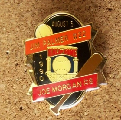 1990 Hall of Fame Inductees pin Jim Palmer Orioles Joe Morgan Reds hof h o f - Image 1 of 4