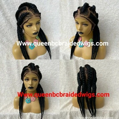 Peluca trenzada: Peluca trenzas de trenza hecha a mano.  peluca cornrow. PRE-ORDEN ONlY.2-3WEEKSs Foto 1 de 4