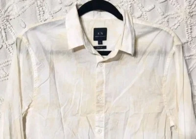 Armani Exchange Hombres Floral Abotonado Talla S Marfil Blanco Algodón Ligero Foto 1 de 4