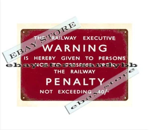 BRITISH RAILWAYS WARNING NOT TO TRESPASS Eisenbahn Zug Metall Blechschild Wand - Bild 1 von 4