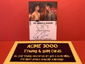 UMBRELLA ACADEMY Season 1 ROBERT SHEEHAN & CODY RAY THOMPSON Dual Autograph Card