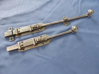 2 targettes longueur 26 et 35 cm ancienne fer verrou portes placards 2 vantaux - Photo 1/4