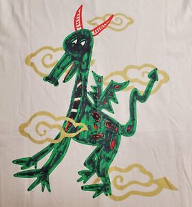 Kim Shui Shirt Adult Extra Large Mens Dragon Painted Logo Spell Out Vee Friends