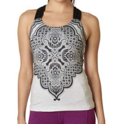 Sujetador Prana Phoebe Top Pequeño S Tank Negro Gris Floral Estante Foto 1 de 4