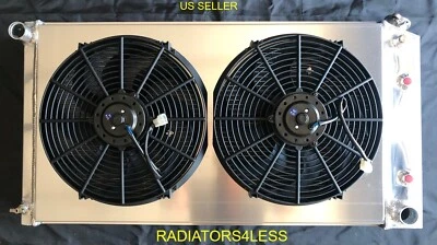 冠军 3 ROW 铝制收音机 Shroud 14 英寸粉丝 77-92 凯迪拉克 BUICK PONTIAC  — 第 1/3 张图片