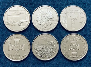 UCRANIA - 3 monedas de zinc - 10 HRYVEN 2020 "Fuerza Aérea, Girasol, Frontera" UNC - Imagen 1 de 2