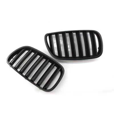 Par para BMW E83 X3 07-2010 08 09 Parrilla Negra Mate Parrilla Frontal Riñón Lifting Facial Foto 1 de 4