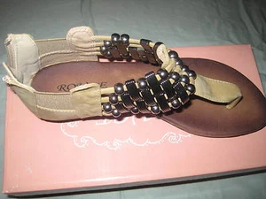 Tan Gladiator Beaded Sandal for women size 7.5 - Picture 1 of 7