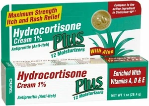 Taro Anti-Itch Antipuritic Hydrocortisone 1% Plus Cream with Vitamin 1 oz 2 Pack - Picture 1 of 2