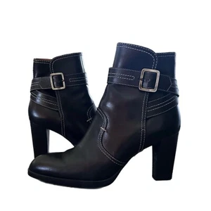 Tod's Leather Ankle Boots Block Heel Black Size 9.5 - Picture 1 of 10