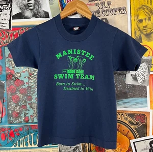 Vintage Kinder 90er Manistee Swim Team Michigan Screen Stars T-Shirt Größe 8/10 Alter 7-9 - Bild 1 von 6