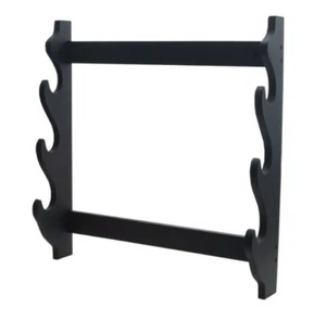 14" MADERA 3 NIVELES PARED ESPADA DE MONTAJE HORIZONTAL KATANA SOPORTE COLGANTE - Imagen 1 de 1