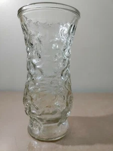 Vintage Clear Hoosier Crinkle Textured Glass Vase 8.5" Tall #7 - Picture 1 of 4
