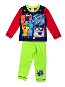 Boys Numberblocks Pyjamas Girls Long Sleeved CBeebies Cartoon Maths Red / Green - Picture 1 of 7