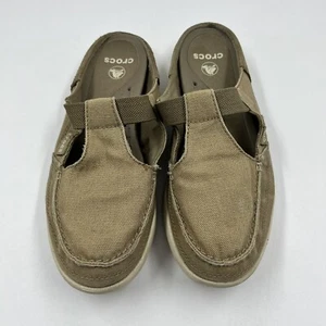 Crocs Mujer Beige Tostado Lona Walu Mule Sin Cordones Plano Informal Talla 8 M - Imagen 1 de 7