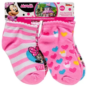 Disney Minnie Mouse 6 pairs Socks 4-6, Shoe 7-10 for Girls Kids Toddler NEW - Picture 1 of 9
