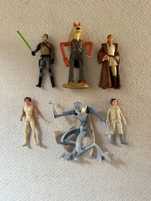 Star Wars Figures Set of 6 Princess Leia Kanan Jarrus Obi-Wan Jar Jar Grievous - Image 1 of 4