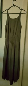 Witchery Long Slip Dress Womens Size 8 Olive Green A-Line Gathered Waist - Picture 1 of 15