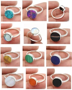 Pedida Anillos Sólido 925 Plata Natural Gemstones Apilable Banda Regalo Para Su - Imagen 1 de 12