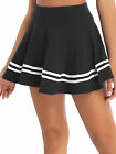 Women's Stretch High Waist A-line Flared Mini Skater Skirt Casual Pleated Skirts