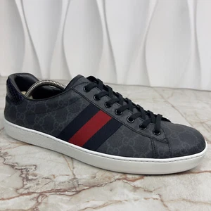 Gucci Ace Web GG Supreme Canvas Grau Monogram Sneaker Leder 9 G 9,5 US 43 EU - Bild 1 von 13