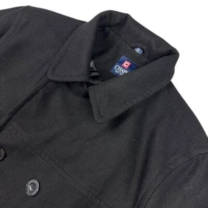 Chaps Men's Wool Blend Quilted Pea Coat Jacket Black • XL - Picture 1 of 8