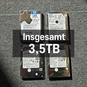 4x 2,5" SATA Mini Festplatten – 3x 1TB + 1x 500GB – D.h. 3,5TB WD HGST TOSHIBA - Afbeelding 1 van 11
