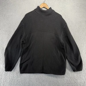 Vintage Cherokee Sweater Men's XL Black Turtleneck Roll Tight knit Grunge 90s - Picture 1 of 7