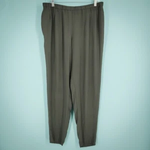 Eileen Fisher Size Large L Gray System Pleated Draped Pull On Waist Silk Pants - Picture 1 of 6