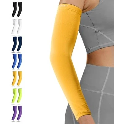  Arm Compression Sleeves for Men Women Youth, UV Large (1 Pair) Yellow - Image 1 of 4