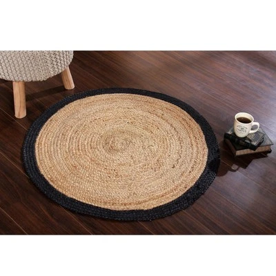 Rug Natural Reversible 100% Jute Braided Round Modern Rustic Look Area Rug - Image 1 of 4