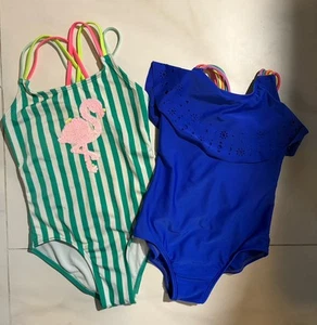 Lot of 2 Cat & Jack Girls’ One-Piece Swimsuits– flamingo- Size Small 6/6x - Picture 1 of 8