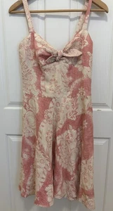 Ralph Lauren Pink Cream Floral Linen Cotton Lined Blue Label Dress $398 MSRP - Picture 1 of 8