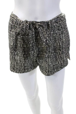 Robert Rodriguez Womens Silk Abstract Print Belted Shorts Black White Size 4 - Image 1 of 4