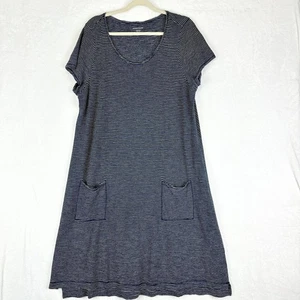 Eileen Fisher Hanf Bio Baumwolle Skinny Streifen Kleid Gr. XL Navy Weiß - Bild 1 von 5