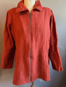 For Cynthis Orange Boiiled Wool Zip Jacket - Size L - Picture 1 of 5