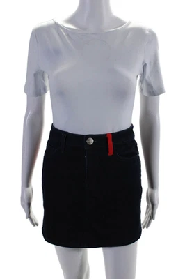 Falda corta línea A sin forro de mezclilla de algodón azul oscuro talla 25 Current/Elliott para mujer Foto 1 de 4