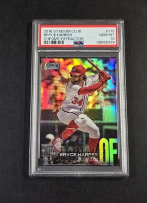 2018 Stadium Club Chrome Bryce Harper Refractor #179 PSA 10 Pop 2 - Image 1 of 2