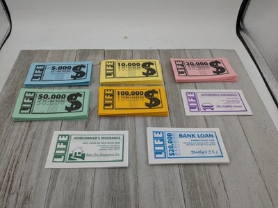 The Game of Life Replacement Parts Paper Money Currency Loan And Insurance - Image 1 of 4