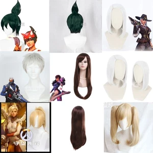 Cosplay OW DVA D.va Juno Mei Kiriko Mercy Ashe Wigs Halloween Hairpiece Props - Picture 1 of 18