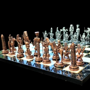 Chess Set Ancient Egyptian Handmade Marble Wooden Chess Board - Christmas... - Picture 1 of 14