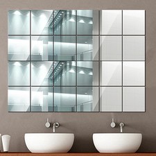 40X Mirror Tile Wall Sticker Square Self Adhesive Room Decor Stick On 